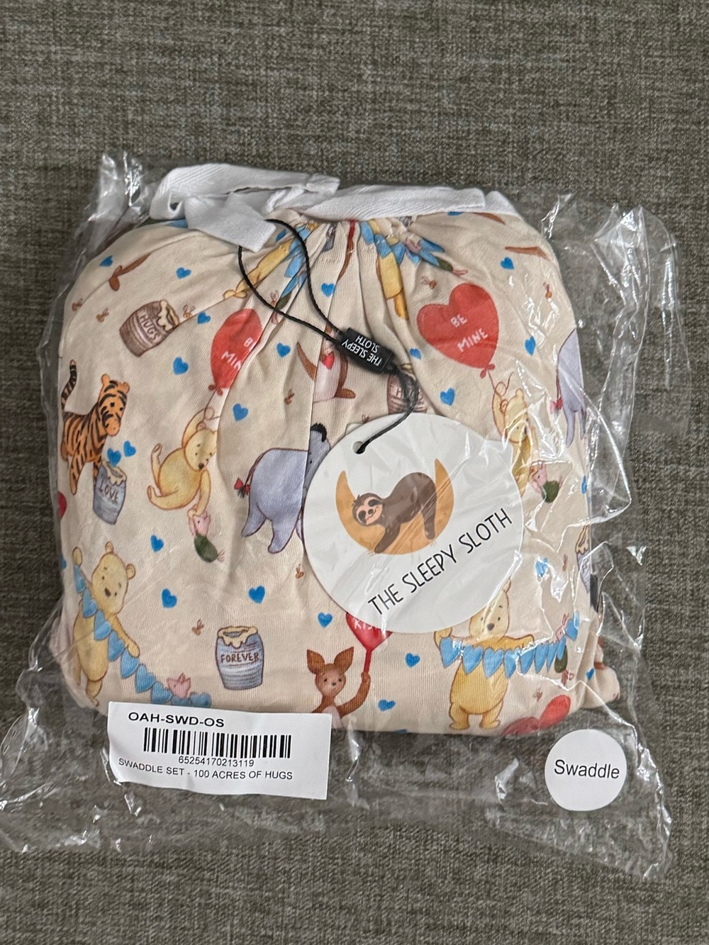 The Sleepy Sloth NIB NWT 100 Acres of Hugs Winnie The Pooh Swaddle